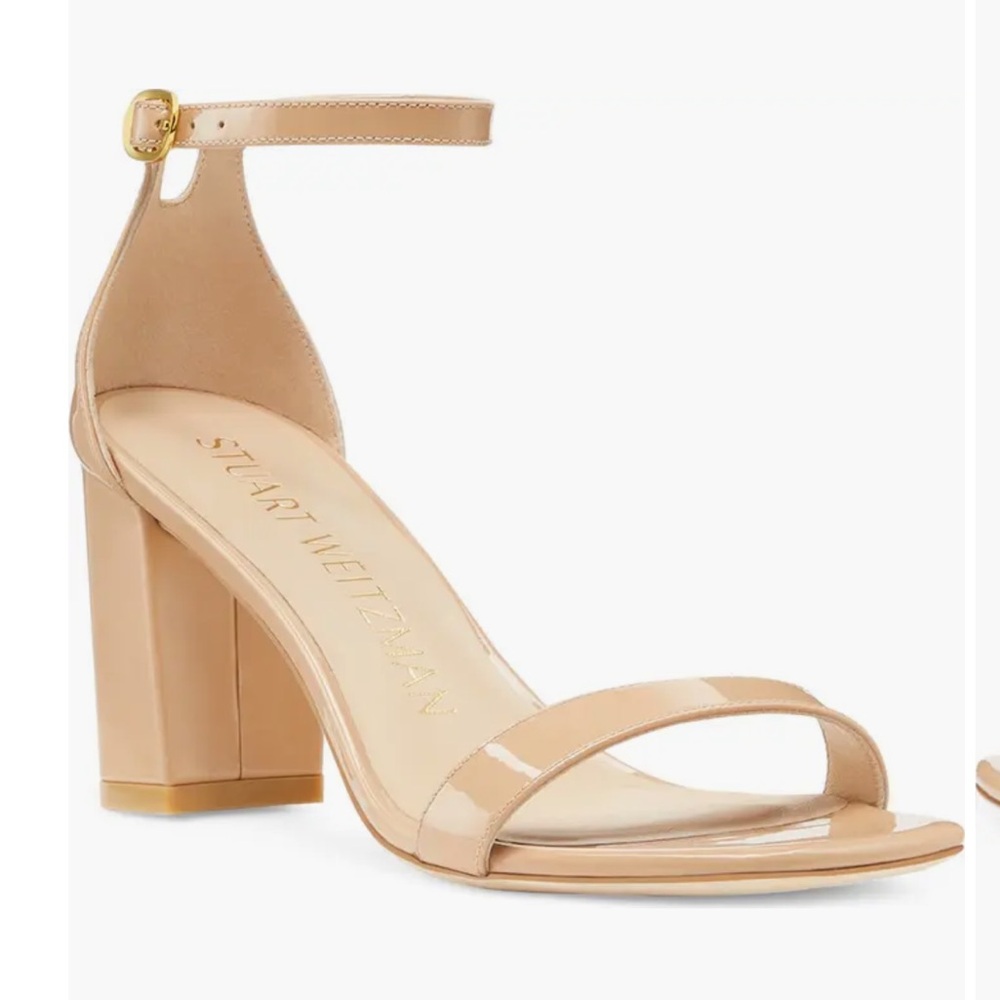 Stuart Weitzman Beige Block Heel Sandals